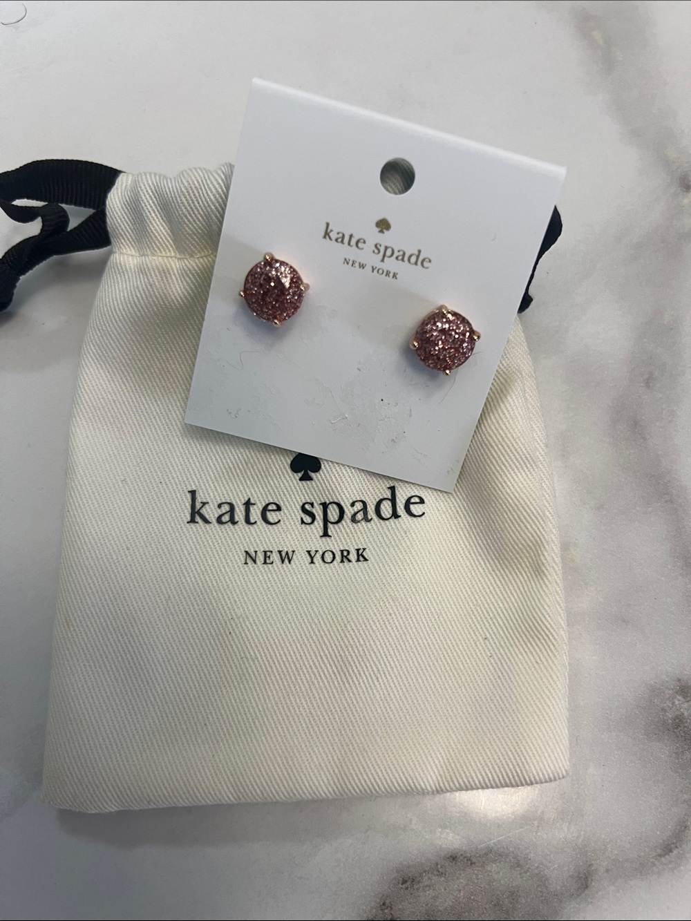 kate spade Kids Rose Gold Glitter Stud Earrings